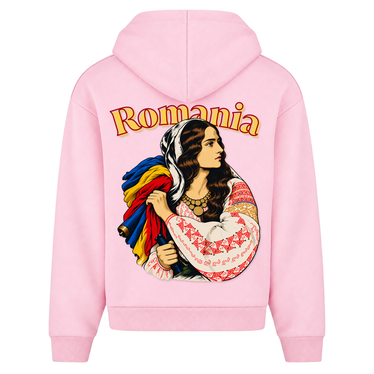 Romania Patriot (Oversized Zip Hoodie) - Soft Pink - Rueckseite