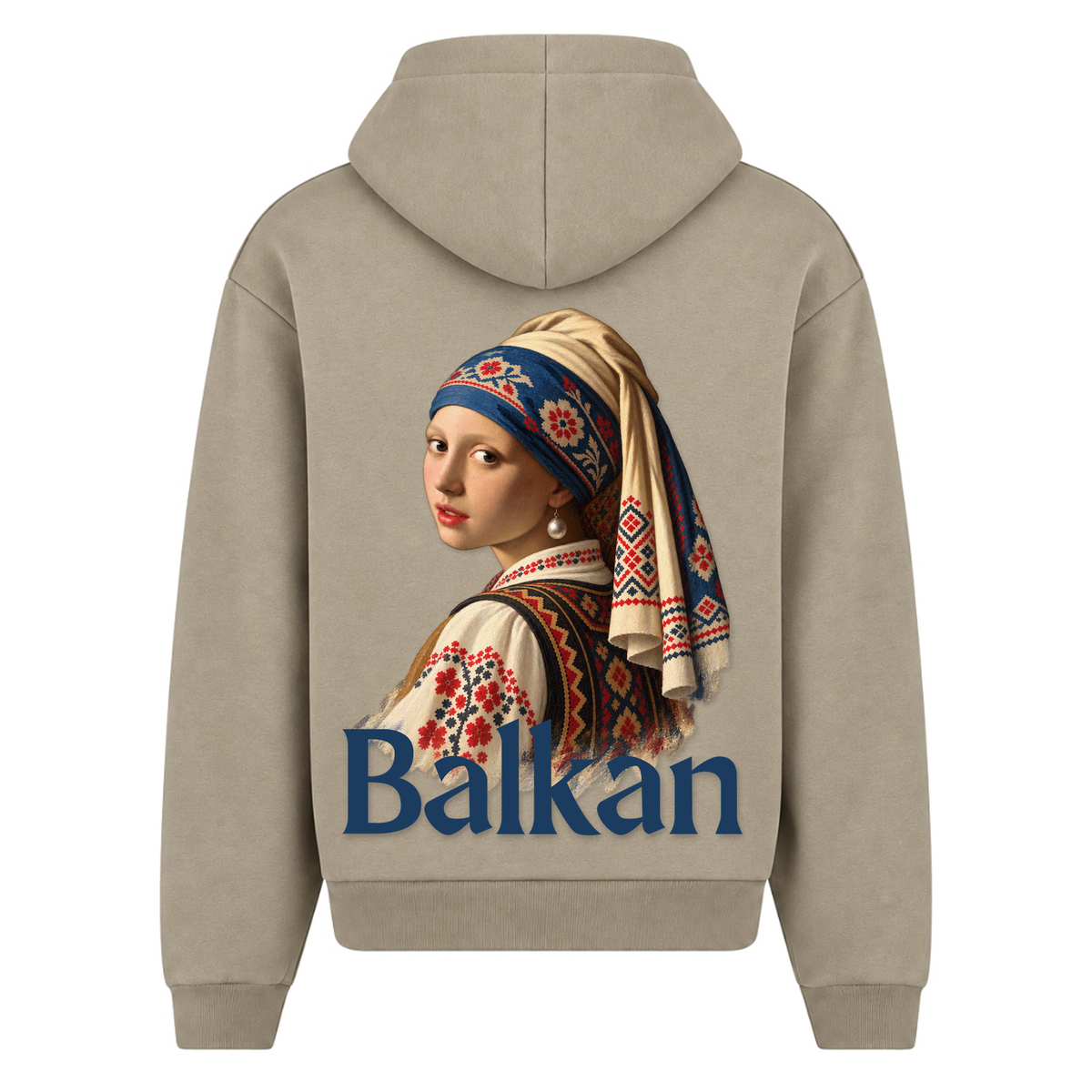 Balkan Girl (Oversized Zipper Hoodie) - Pale Olive - Rueckseite