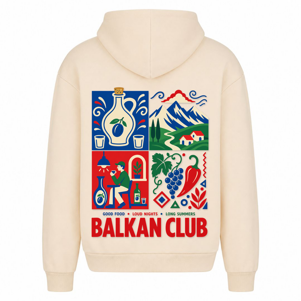 Balkan Club (Oversized Hoodie) - White Sand - Rueckseite