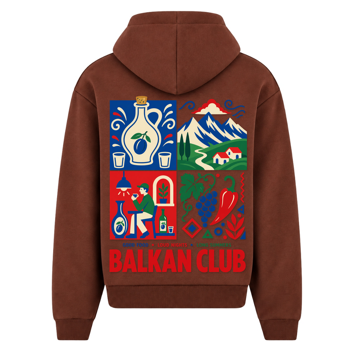 Balkan Club (Oversized Zipper Hoodie) - Chocolate Brown - Rueckseite