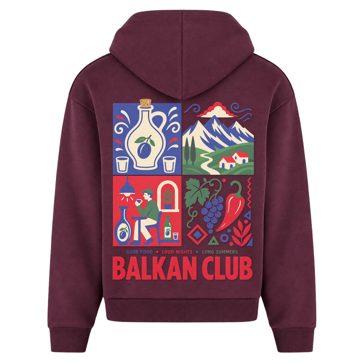 Balkan Club (Oversized Zipper Hoodie) - Plum Purple - Rueckseite