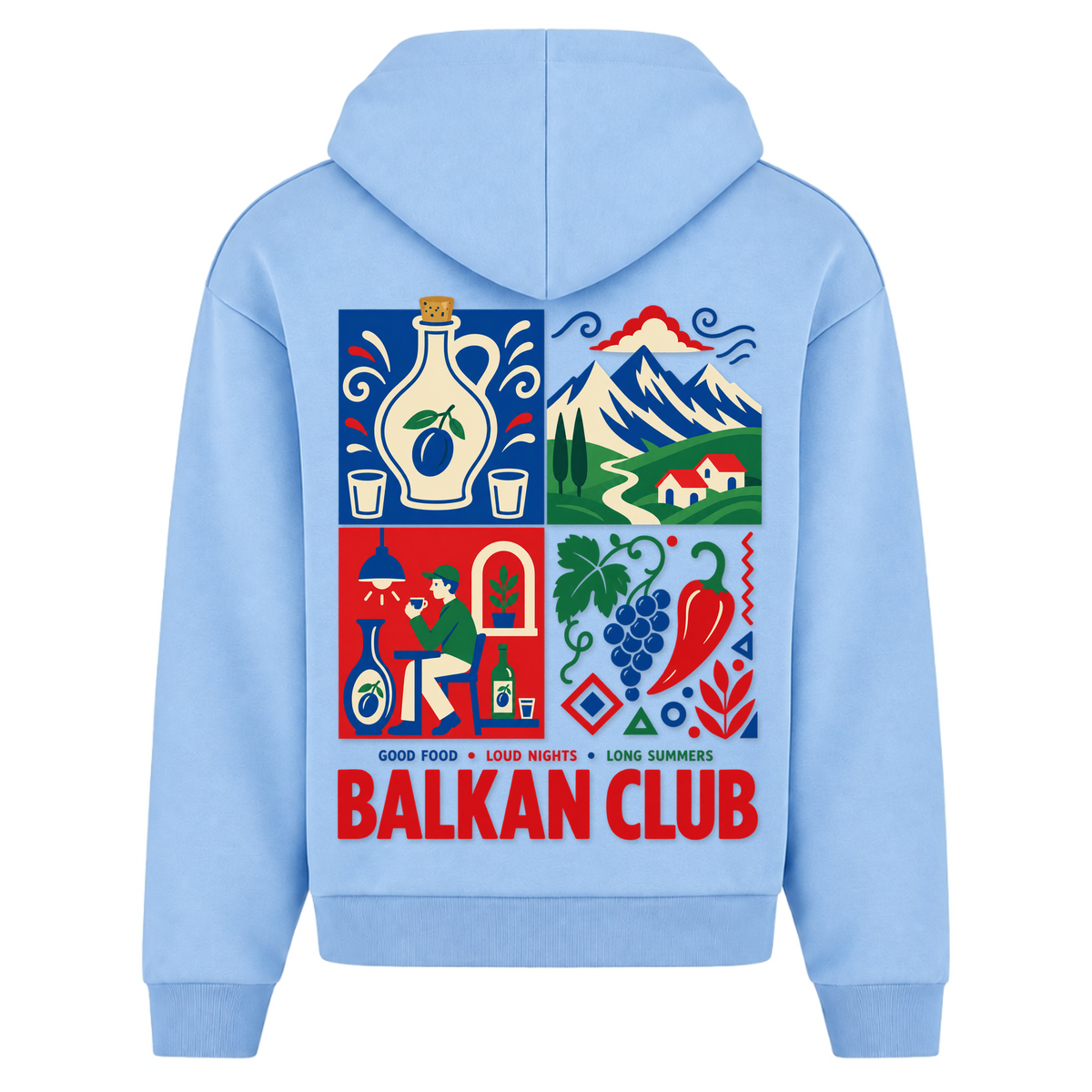 Balkan Club (Oversized Zipper Hoodie) - Powder Blue - Rueckseite