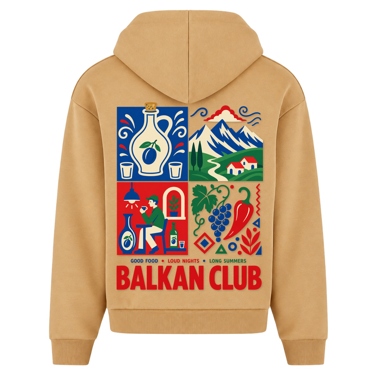Balkan Club (Oversized Zipper Hoodie) - U. Beige - Rueckseite