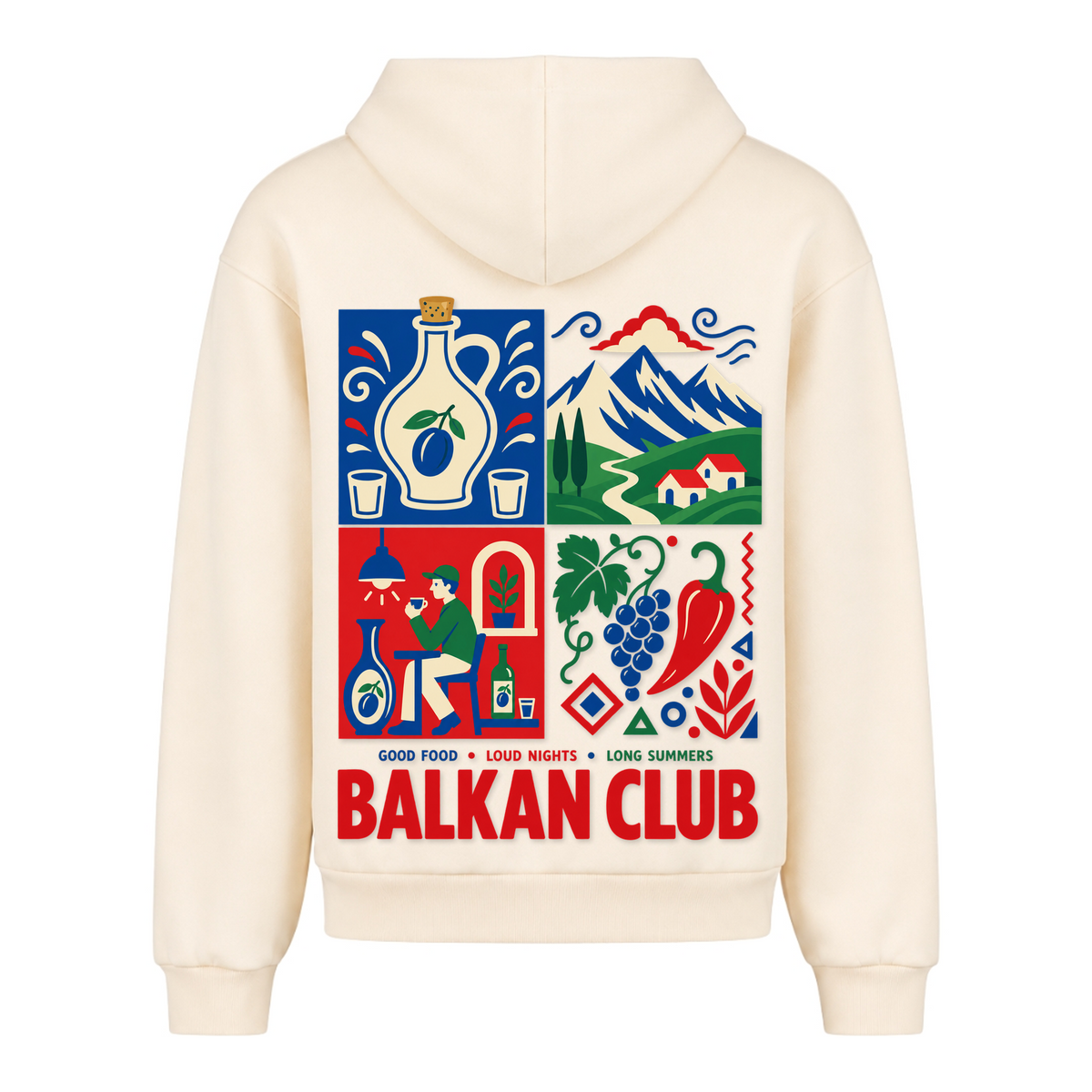 Balkan Club (Oversized Zipper Hoodie) - White Sand - Rueckseite