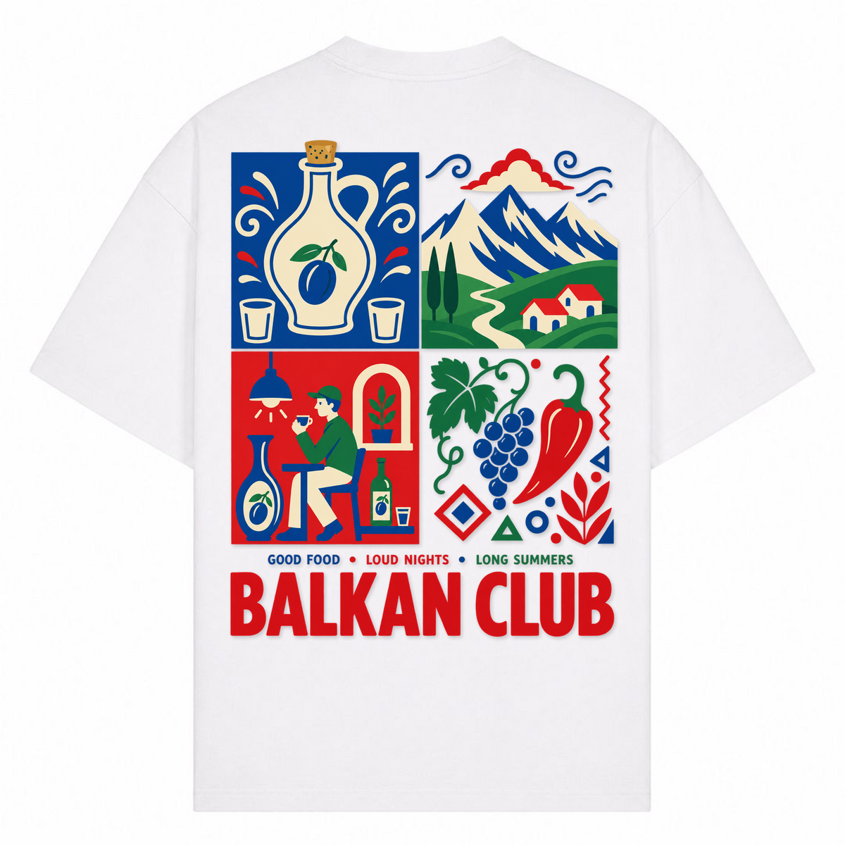Balkan Club (Oversized T-Shirt) - Weiß - Rueckseite