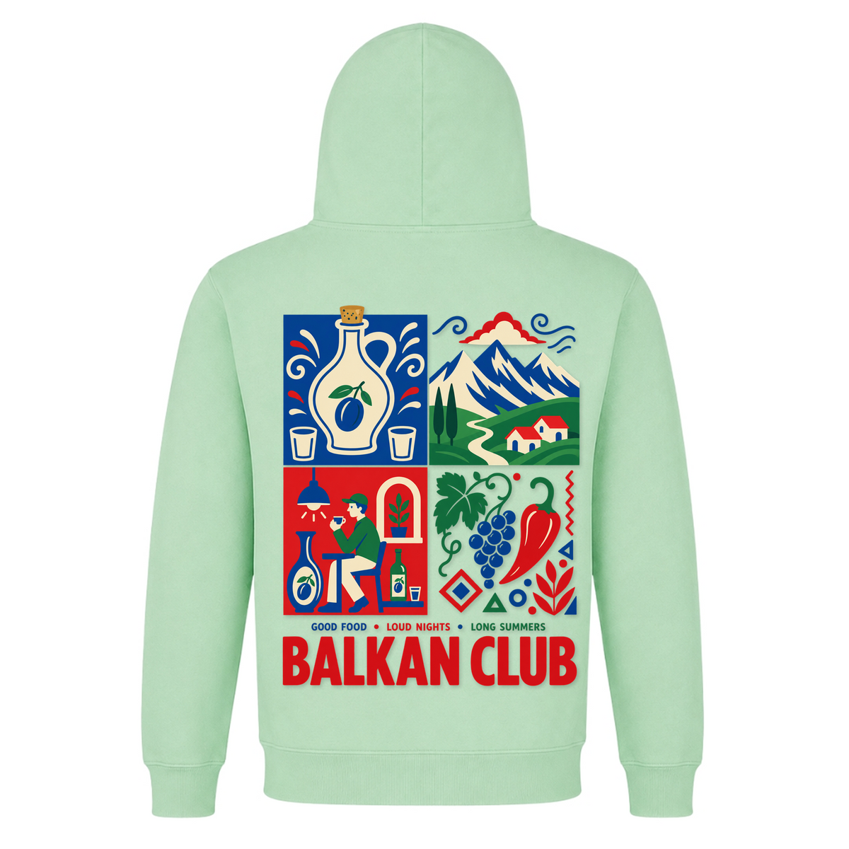 Balkan Club (Classic Hoodie) - Frozen Green - Rueckseite
