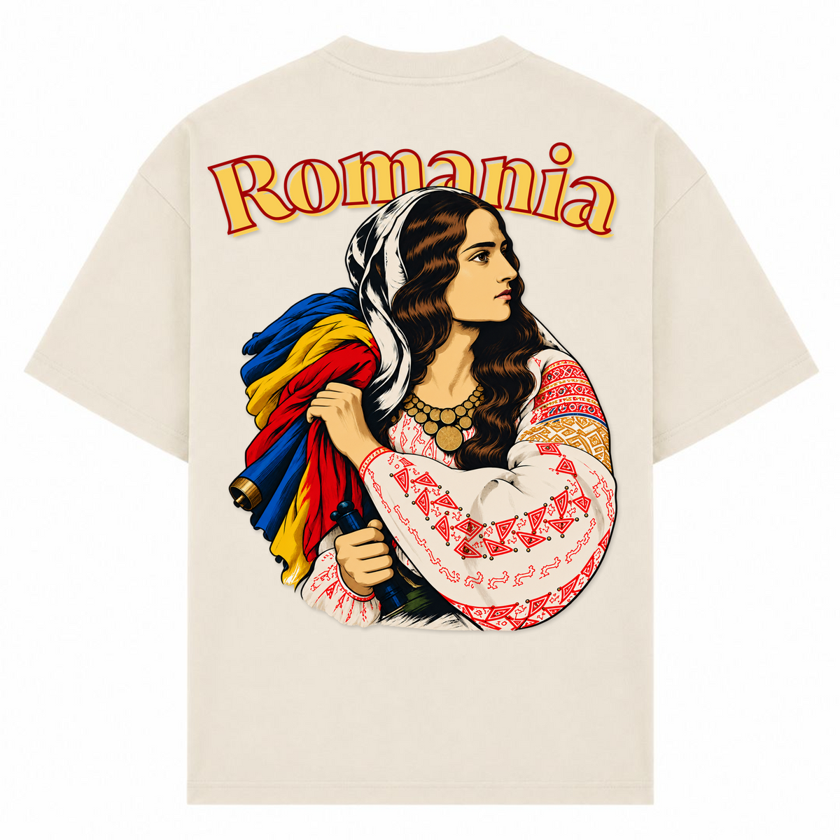 Romania Patriot (Oversized T-Shirt) - Sand - Rueckseite