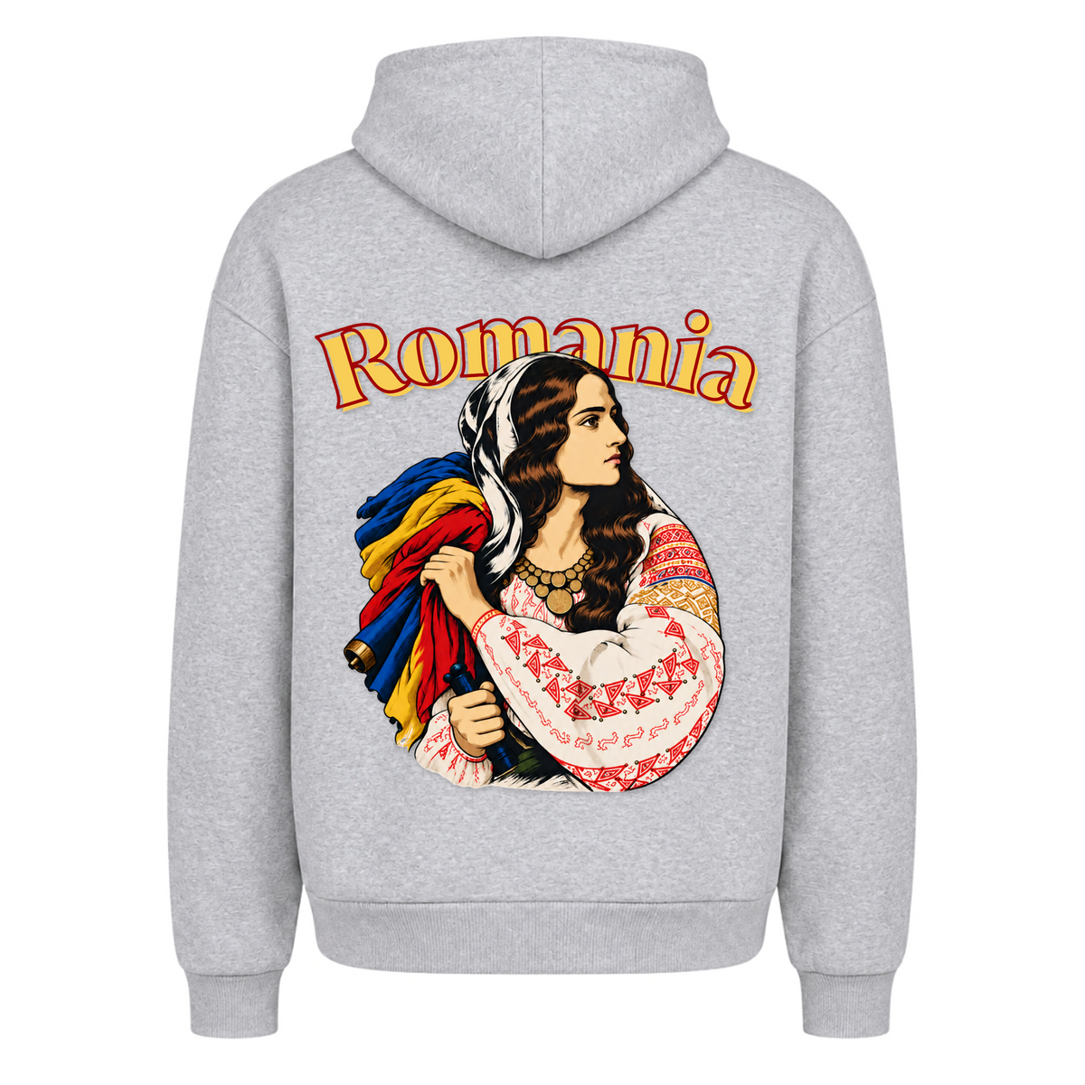 Romania Patriot (Oversized hoodie) - Heather Grey - Rueckseite