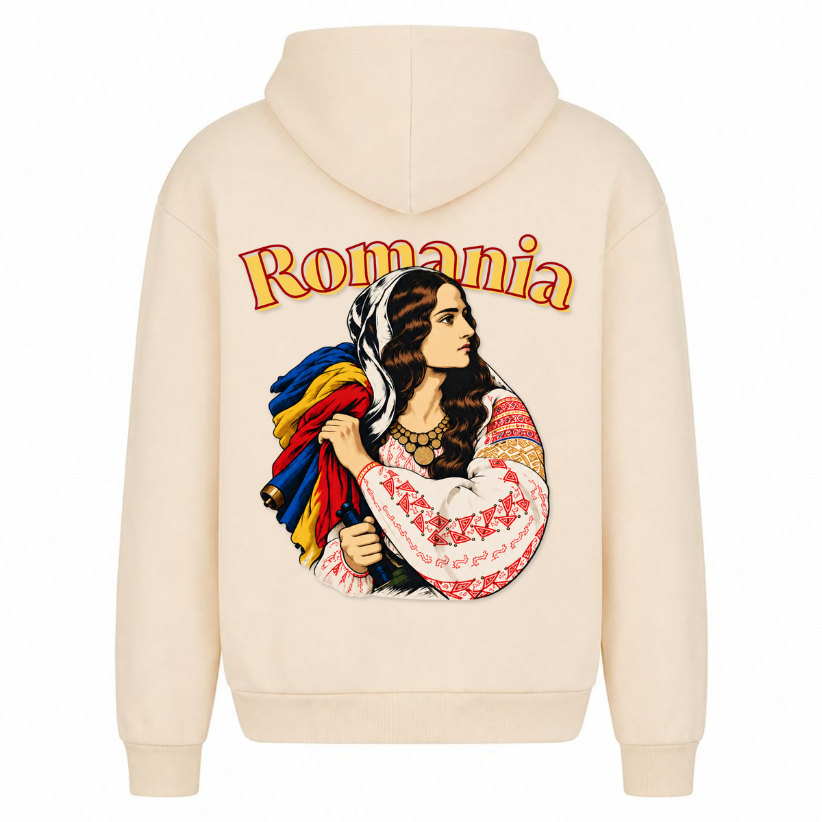 Romania Patriot (Oversized hoodie) - White Sand - Rueckseite