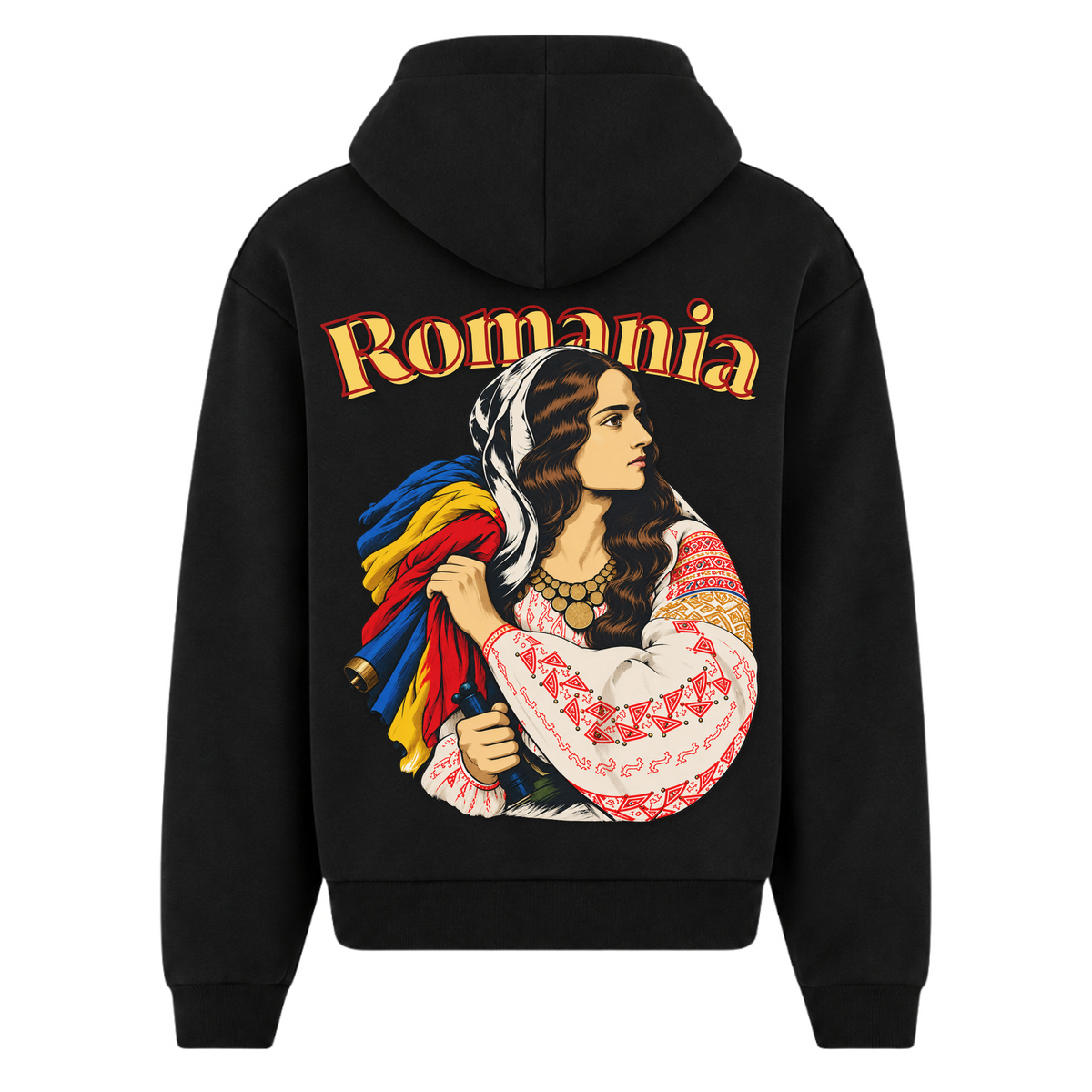 Romania Patriot (Oversized Zip Hoodie) - Black - Rueckseite
