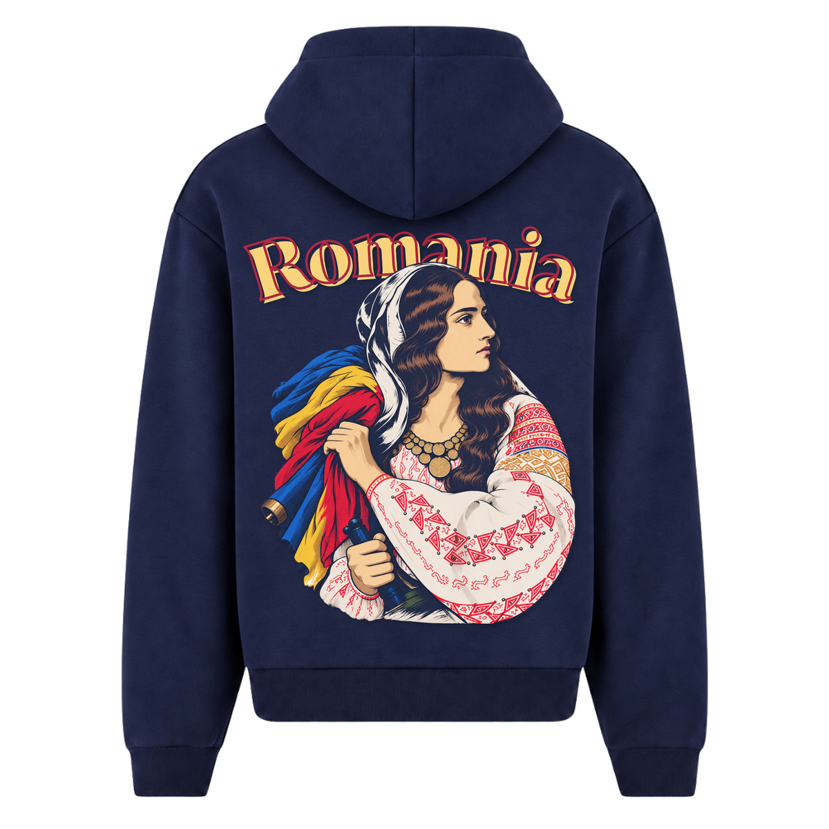 Romania Patriot (Oversized Zip Hoodie) - Navy - Rueckseite