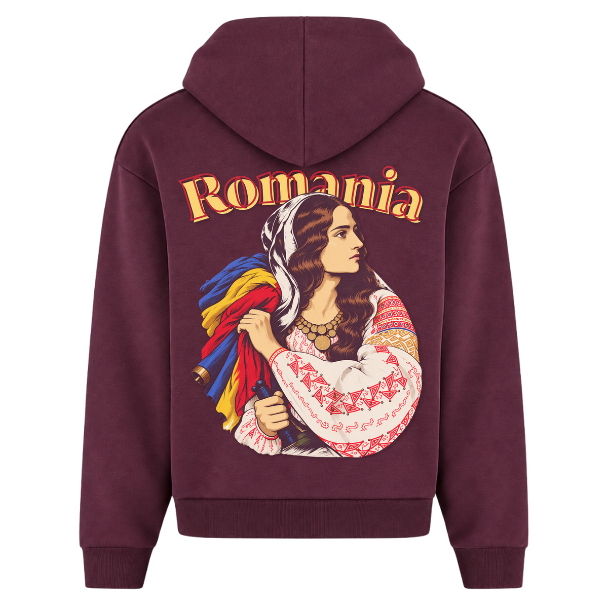 Romania Patriot (Oversized Zip Hoodie) - Plum Purple - Rueckseite