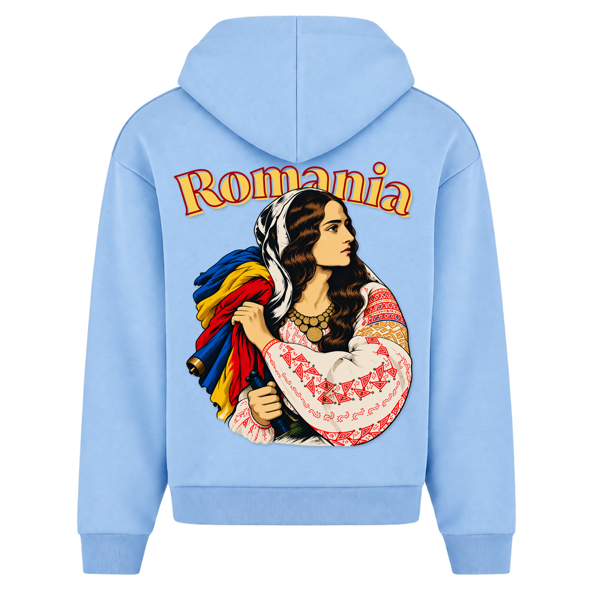 Romania Patriot (Oversized Zip Hoodie) - Powder Blue - Rueckseite