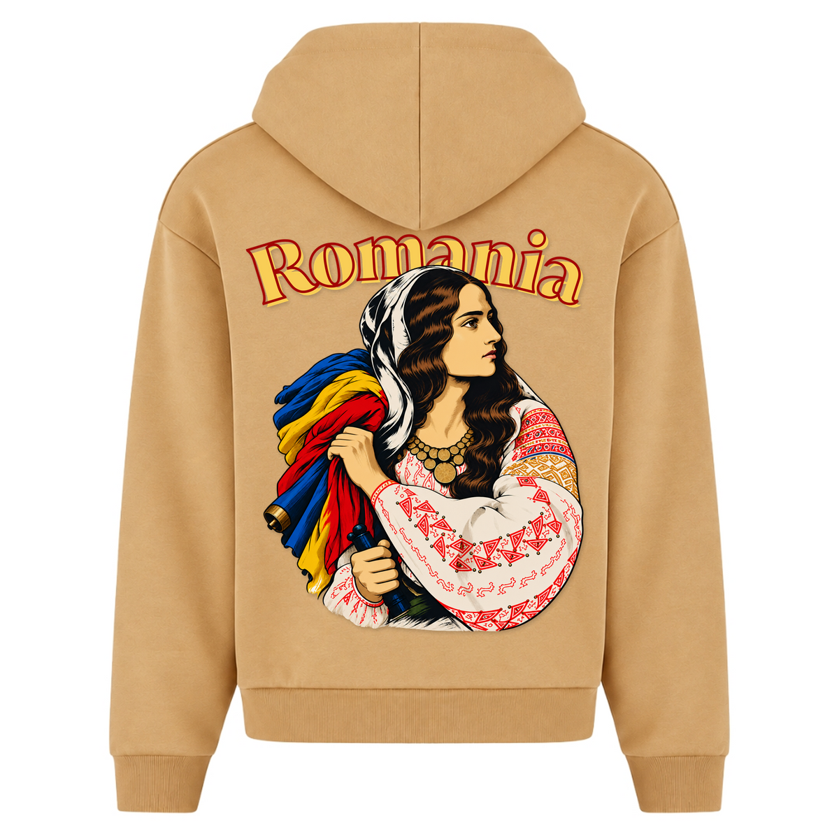 Romania Patriot (Oversized Zip Hoodie) - U. Beige - Rueckseite