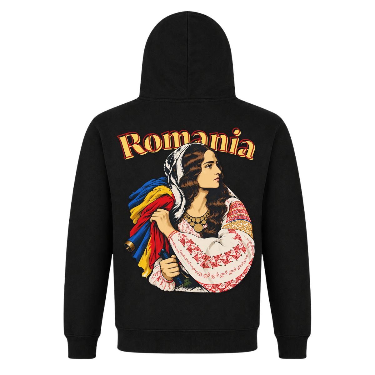 Romania Patriot (Classic Hoodie) - Black - Rueckseite