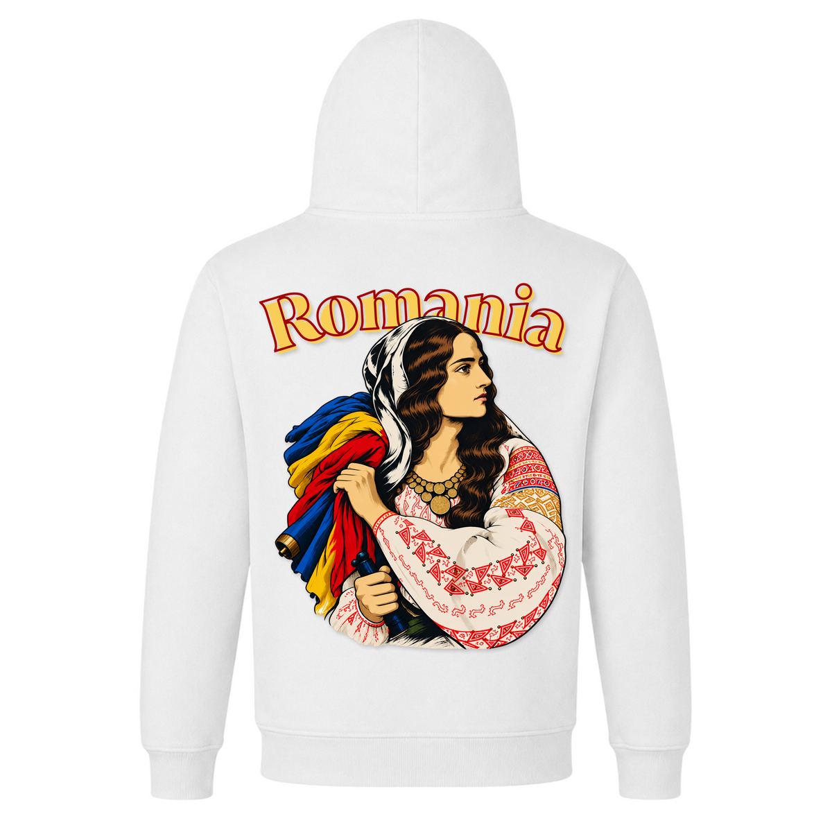 Romania Patriot (Classic Hoodie) - White - Rueckseite