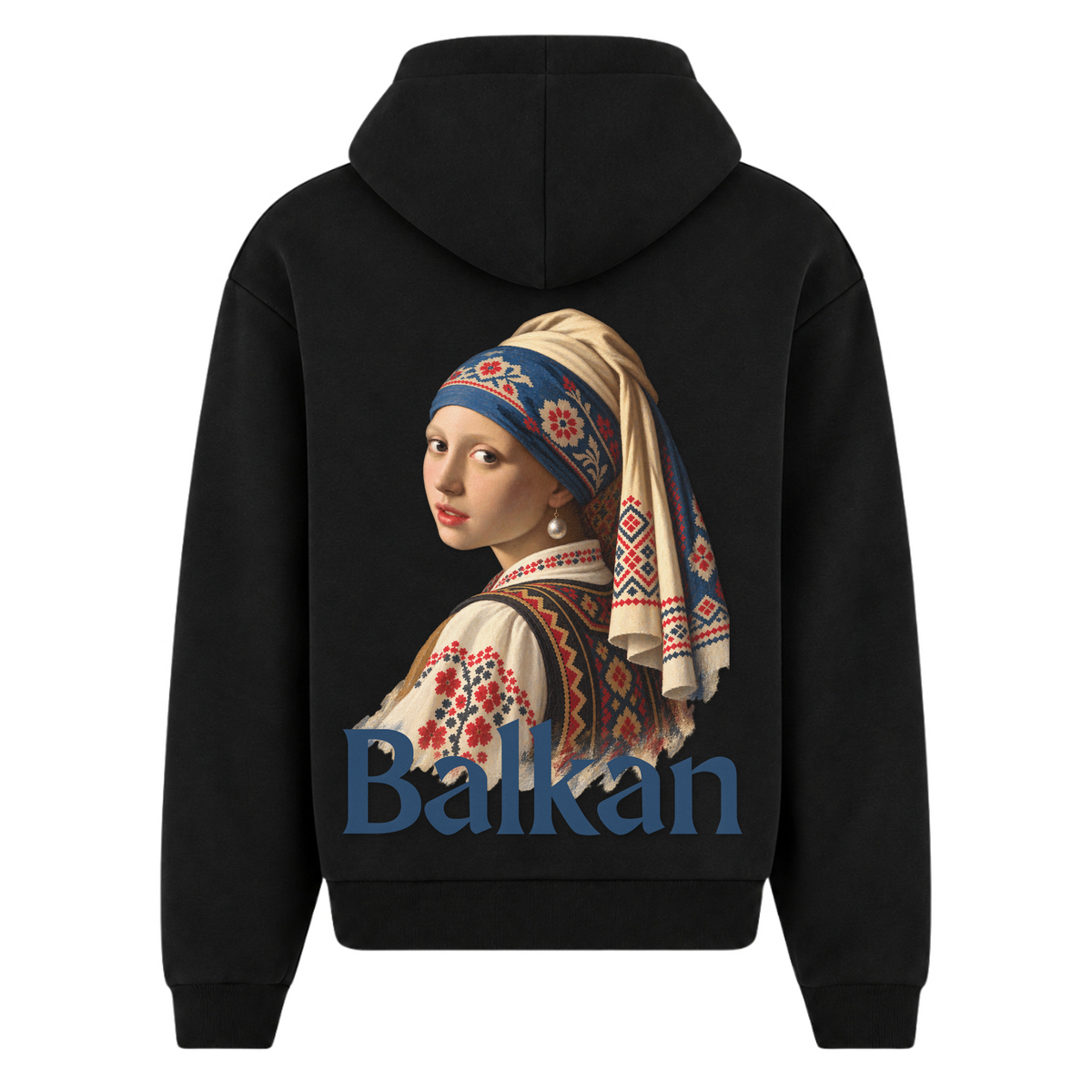 Balkan Girl (Oversized Zipper Hoodie) - Black - Rueckseite