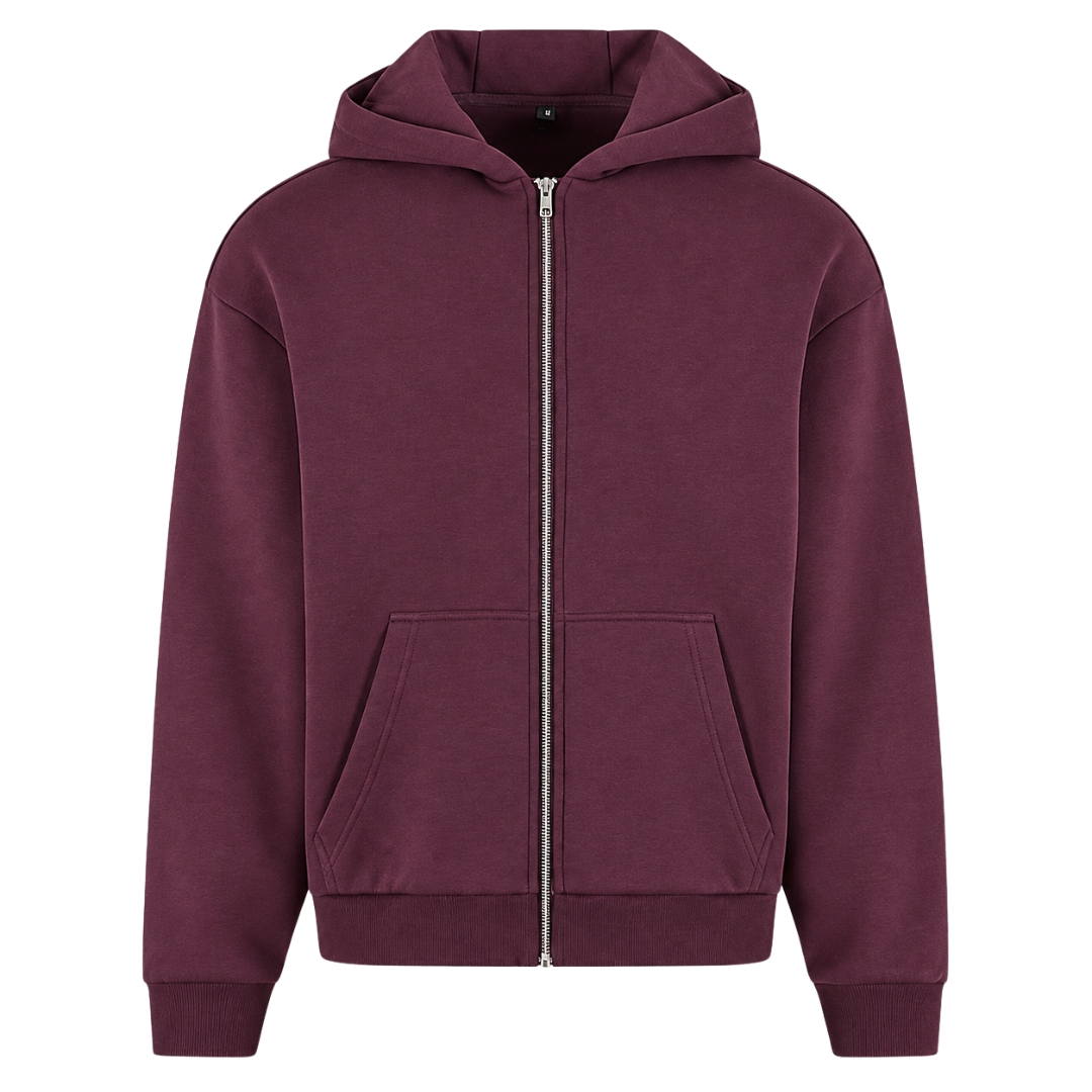 Balkan Girl (Oversized Zipper Hoodie) - Plum Purple