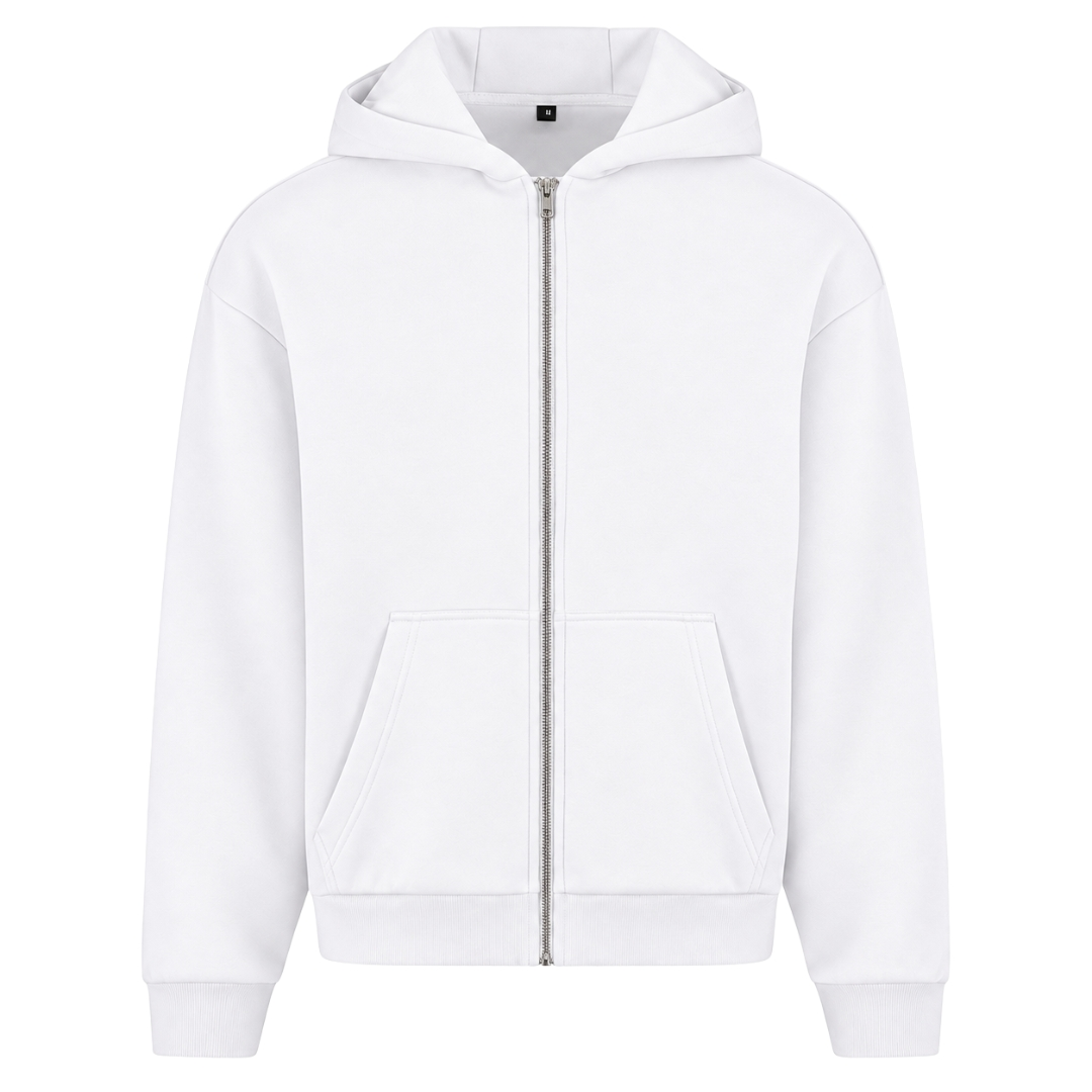 Balkan Girl (Oversized Zipper Hoodie) - White