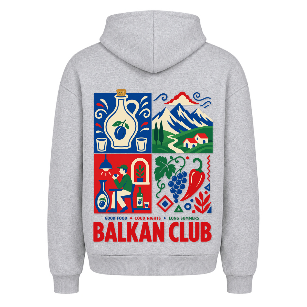Balkan Club (Oversized Hoodie) - Heather Grey - Rueckseite