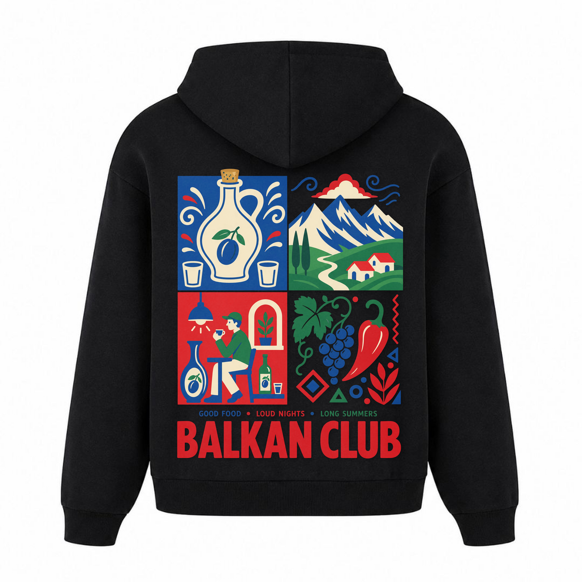 Balkan Club (Oversized Hoodie) - Schwarz - Rueckseite