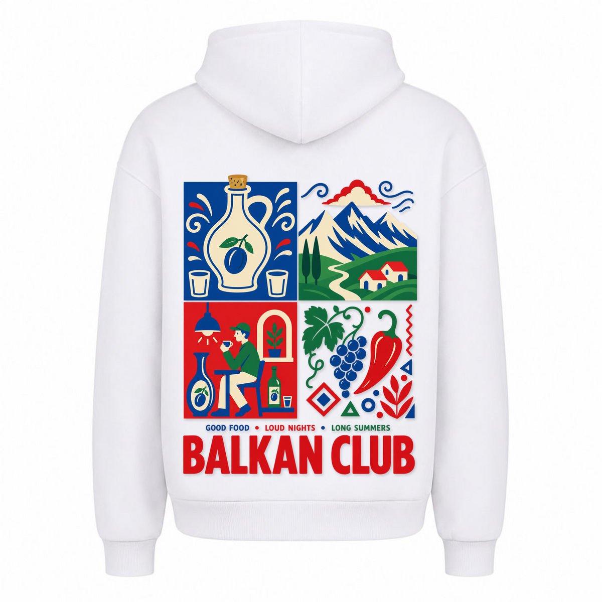 Balkan Club (Oversized Hoodie) - Weiß - Rueckseite