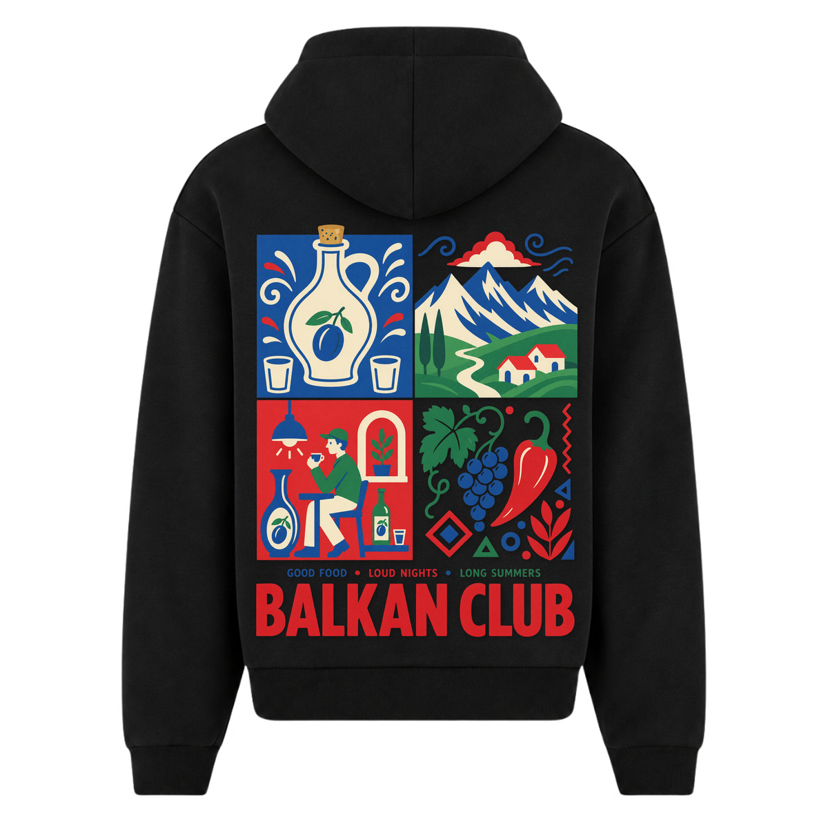 Balkan Club (Oversized Zipper Hoodie) - Black - Rueckseite