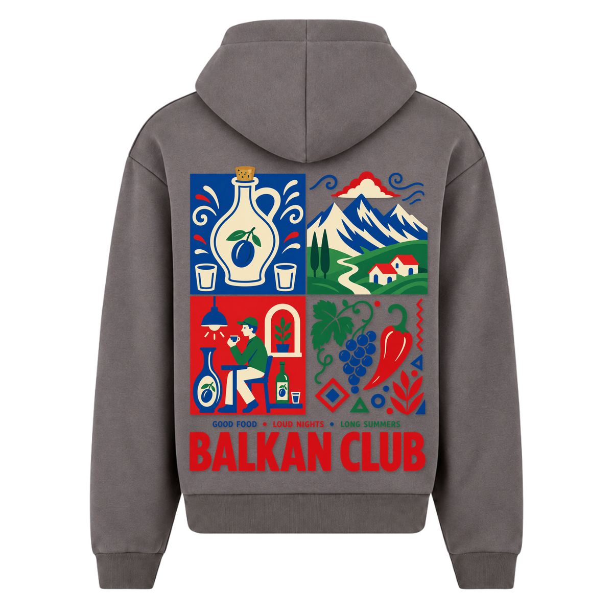 Balkan Club (Oversized Zipper Hoodie) - Magnet - Rueckseite