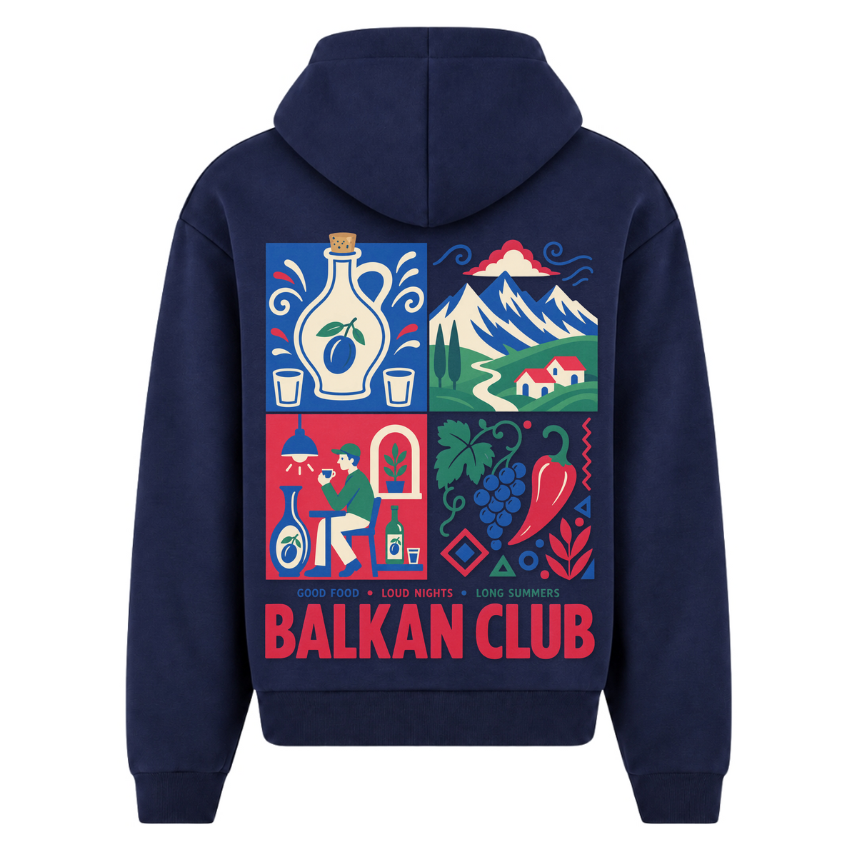 Balkan Club (Oversized Zipper Hoodie) - Navy - Rueckseite