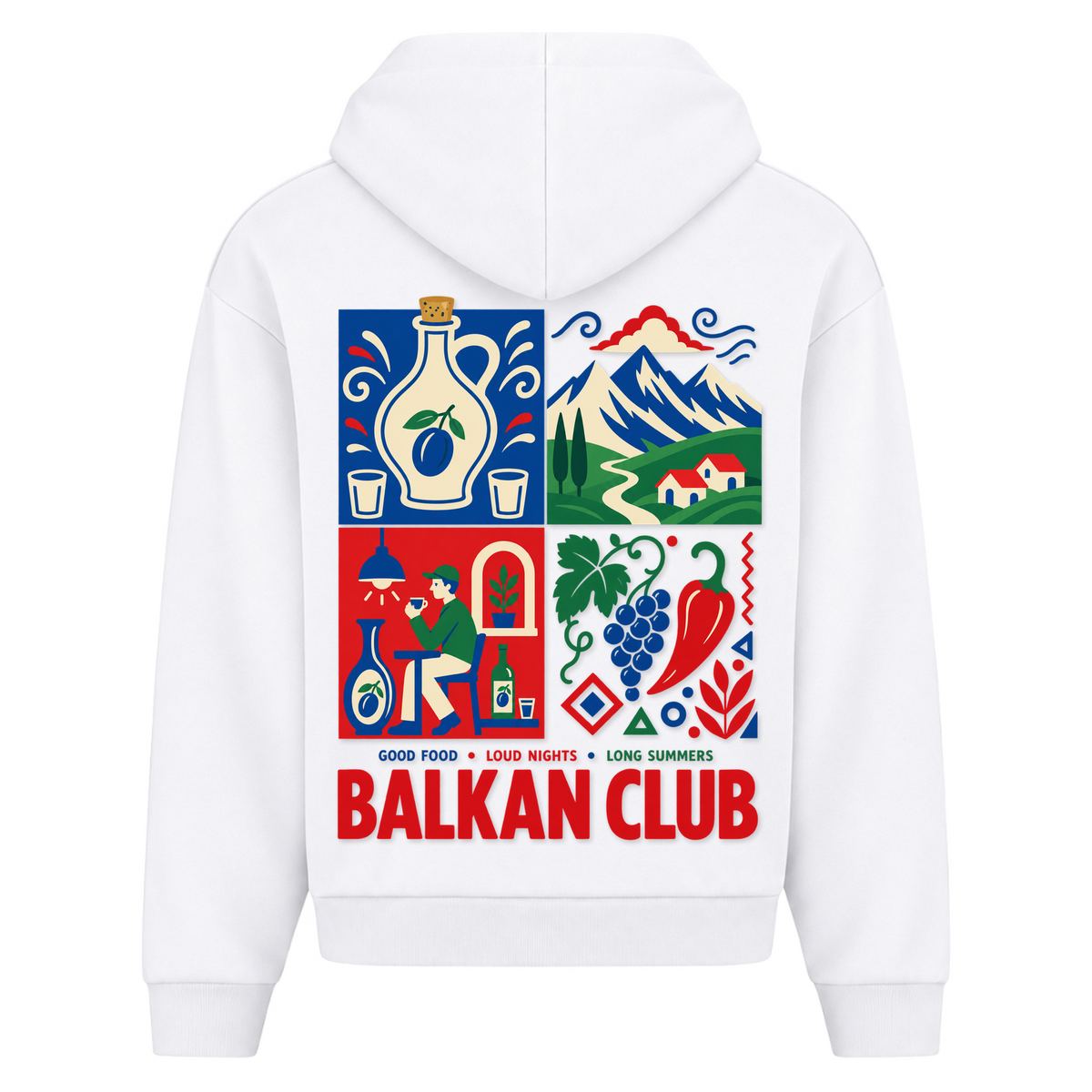 Balkan Club (Oversized Zipper Hoodie) - White - Rueckseite