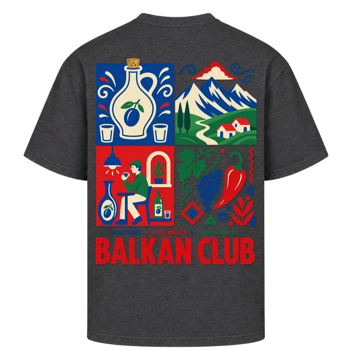 Balkan Club (Oversized T-Shirt) - Charcoal (Heather) - Rueckseite