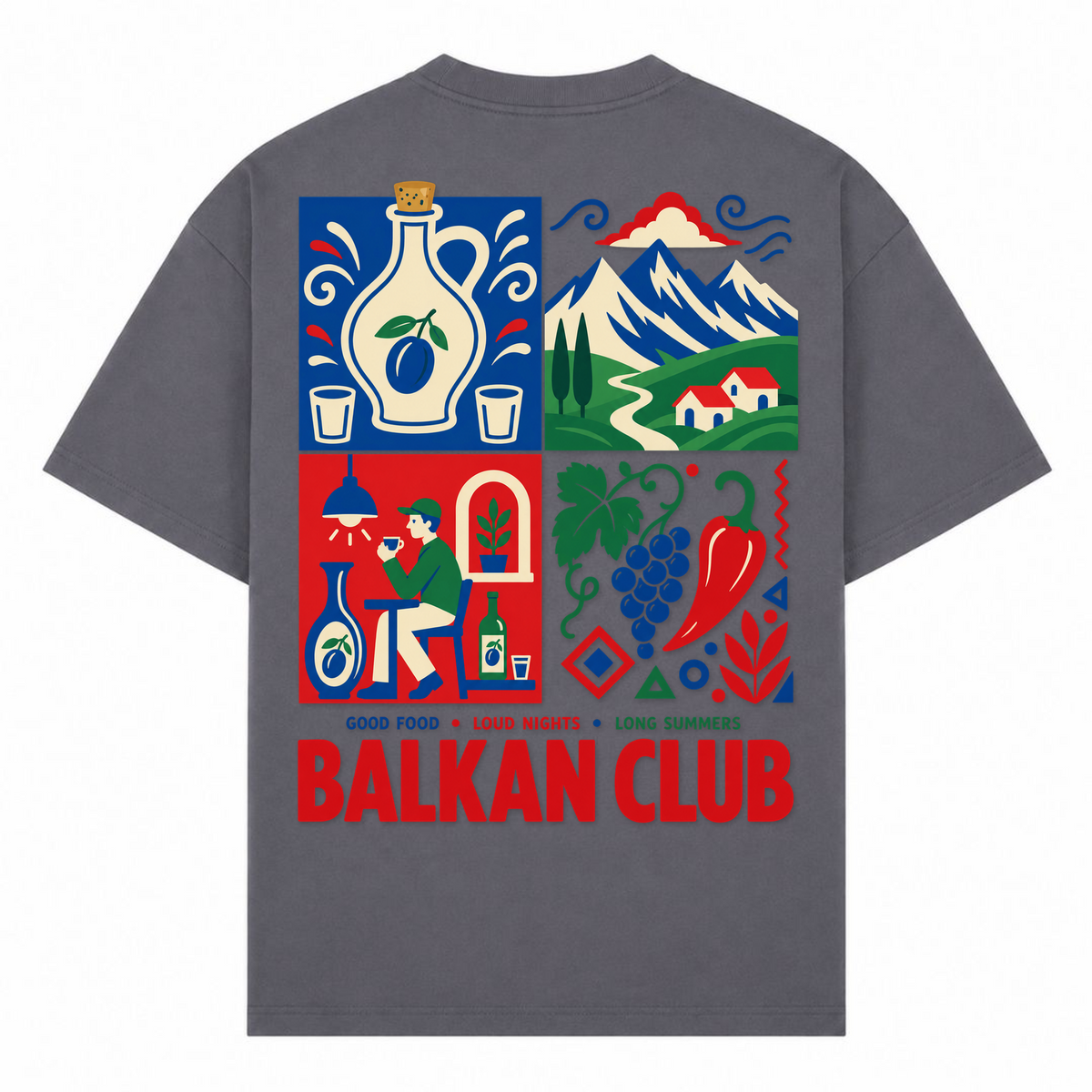 Balkan Club (Oversized T-Shirt) - dark grey  - Rueckseite
