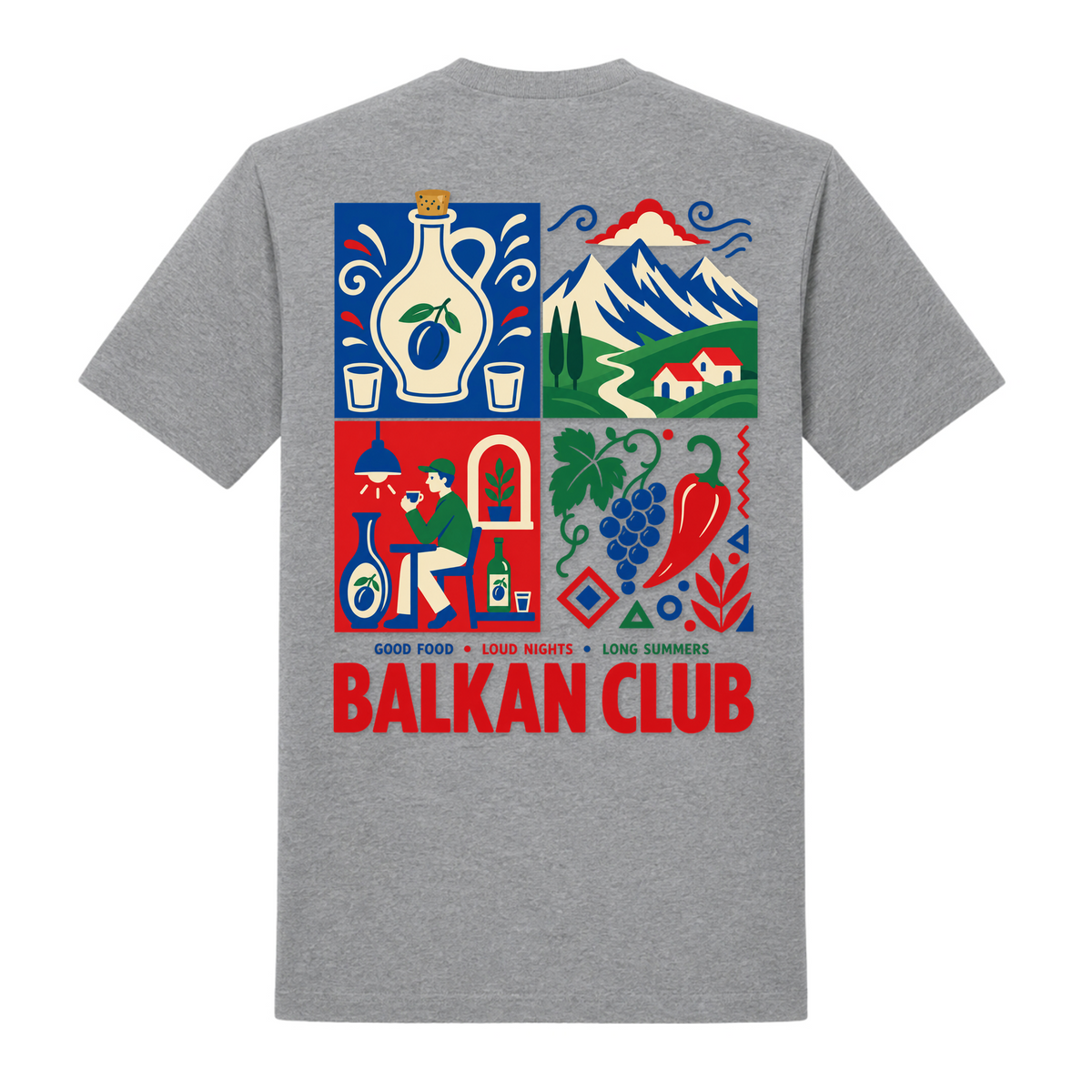 Balkan Club (Classic T-Shirt) - Grey Melange - Rueckseite
