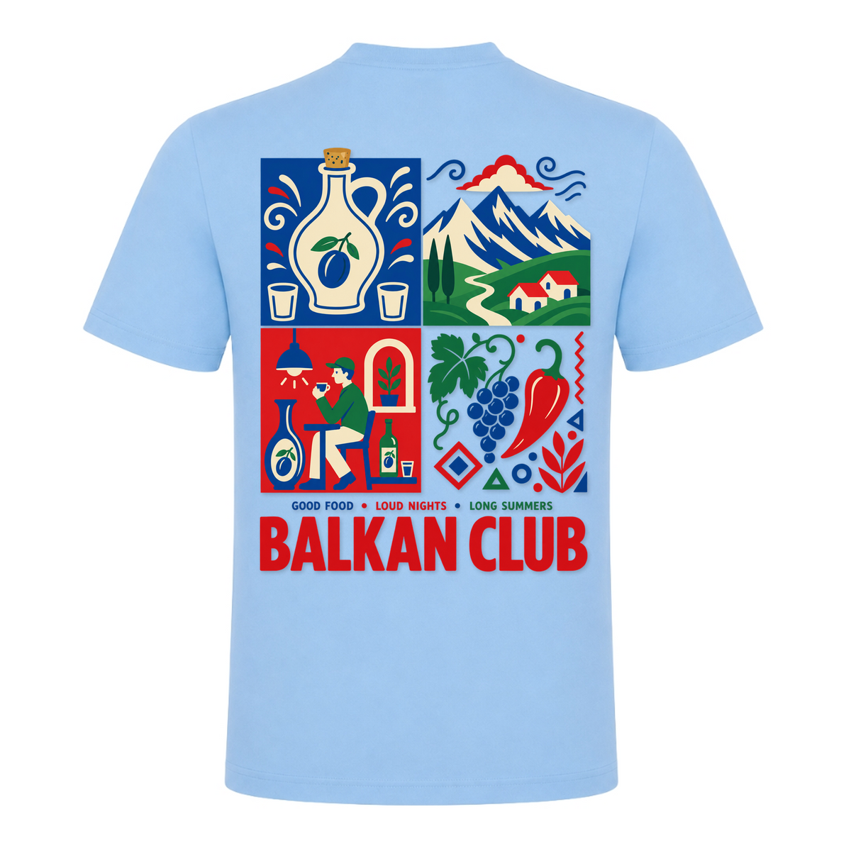 Balkan Club (Classic T-Shirt) - Sky Blue - Rueckseite