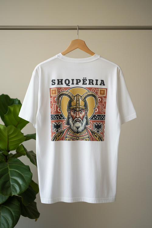 Albanien Shirt Bügel Pflanze Weiß