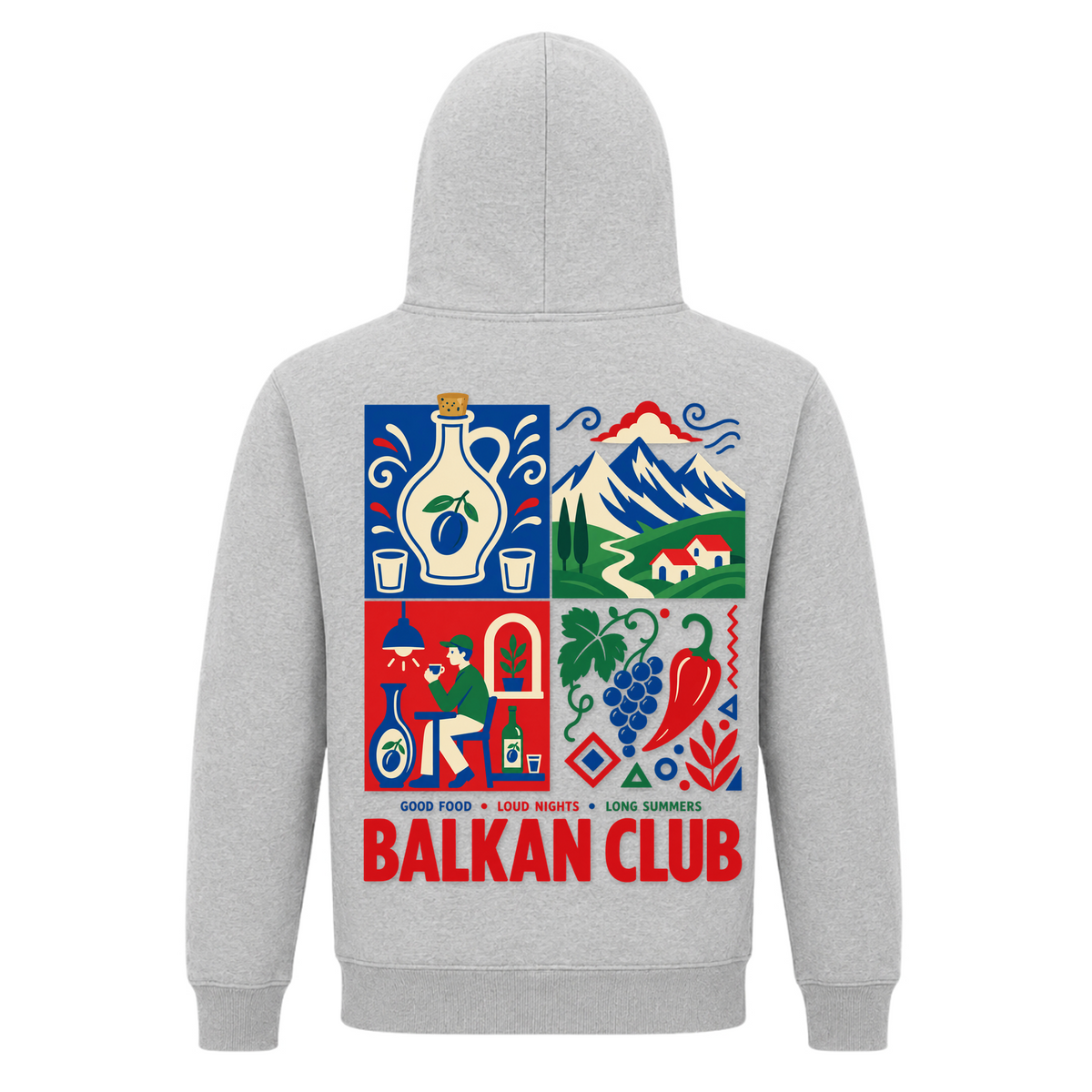 Balkan Club (Classic Hoodie) - Grey Melange - Rueckseite