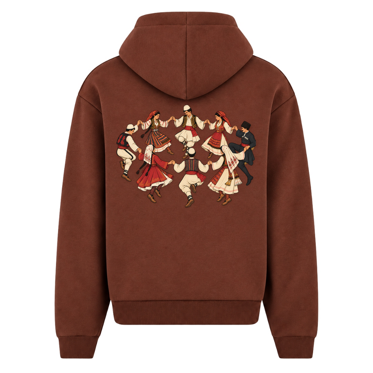 Balkan Folklore (Oversized Zipper Hoodie) - Chocolate Brown - Rueckseite
