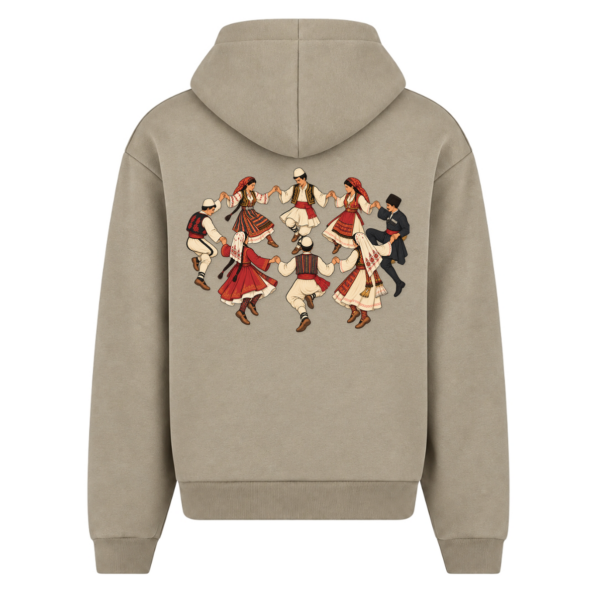 Balkan Folklore (Oversized Zipper Hoodie) - Pale Olive - Rueckseite