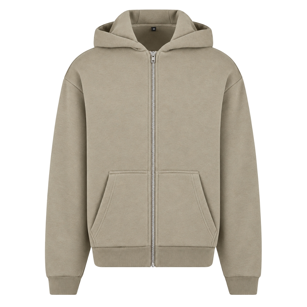 Balkan Folklore (Oversized Zipper Hoodie) - Pale Olive