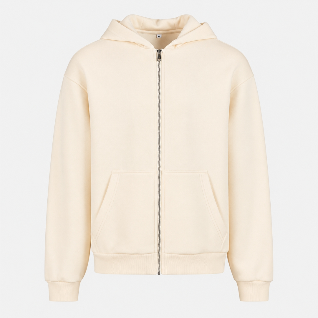 Balkan Folklore (Oversized Zipper Hoodie) - White Sand