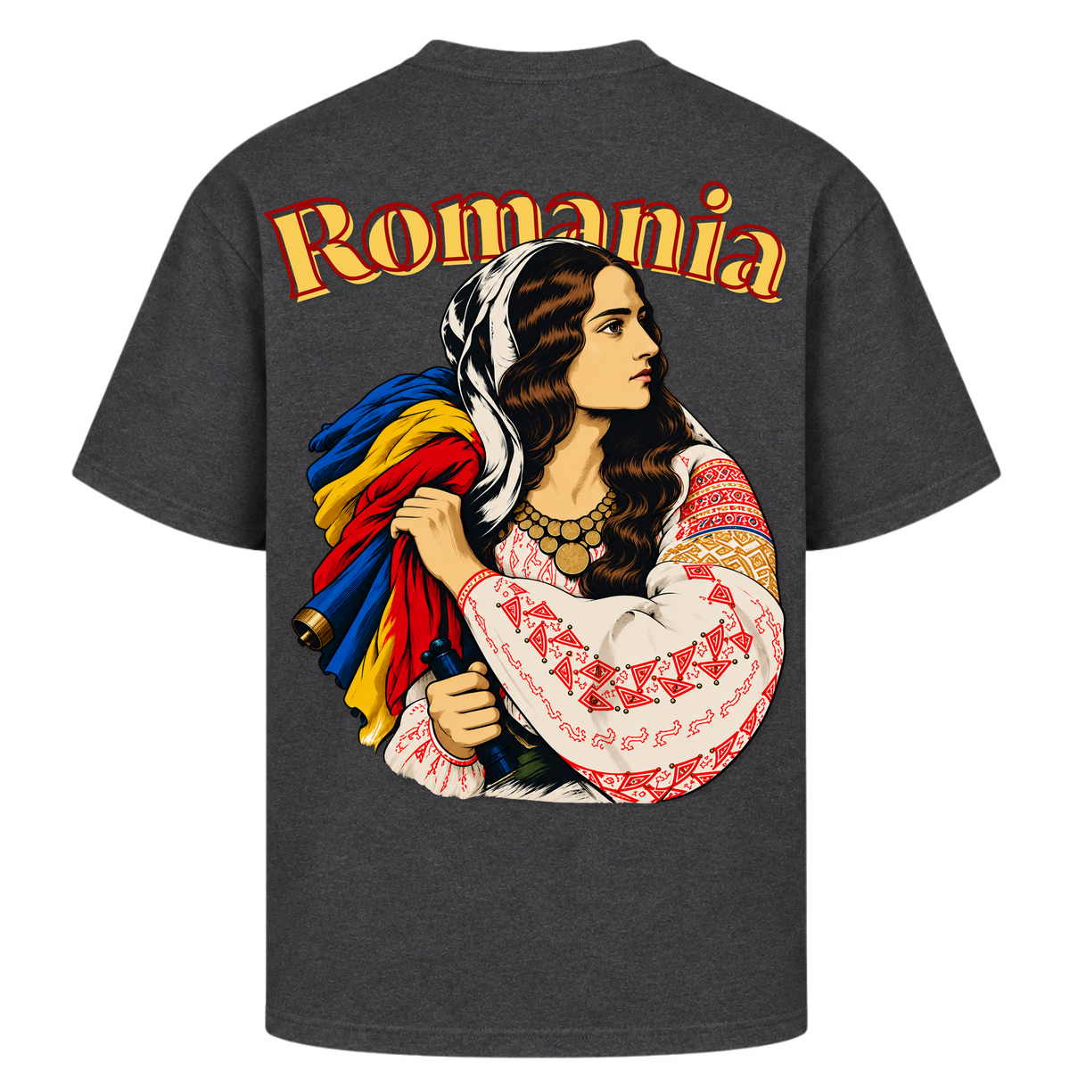 Romania Patriot (Oversized T-Shirt) - Charcoal (Heather) - Rueckseite