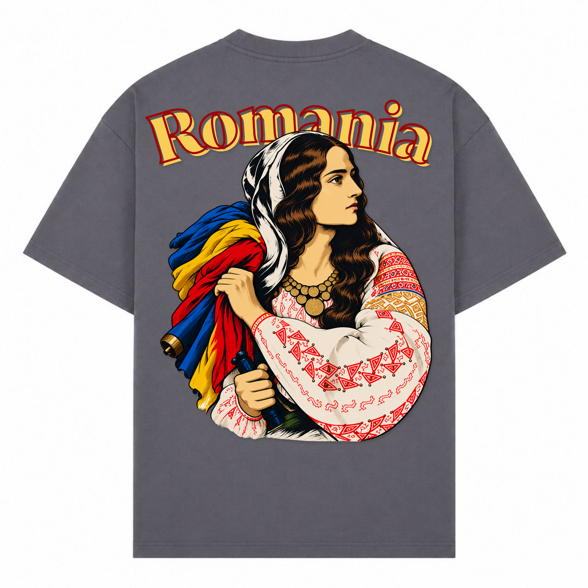Romania Patriot (Oversized T-Shirt) - dark grey  - Rueckseite