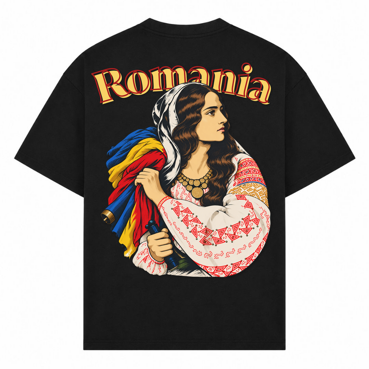 Romania Patriot (Oversized T-Shirt) - Schwarz - Rueckseite